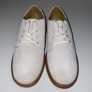Polo Ralph Lauren White Barton Oxford Leather Tan Bucks Boys Size 13.5